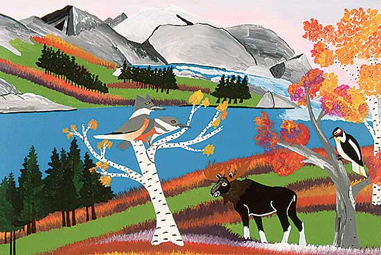#101 ~ Norris - Moose With Woodpeckers