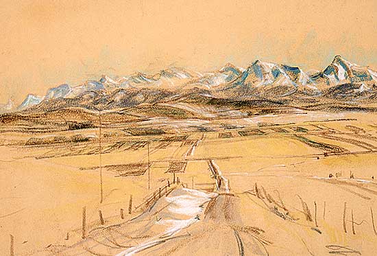 #115 ~ Plaskett - Untitled [Foothills Road with Mountains]