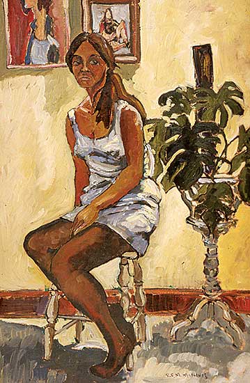 #83 ~ McInnis - Girl with Blue Slip and Plant