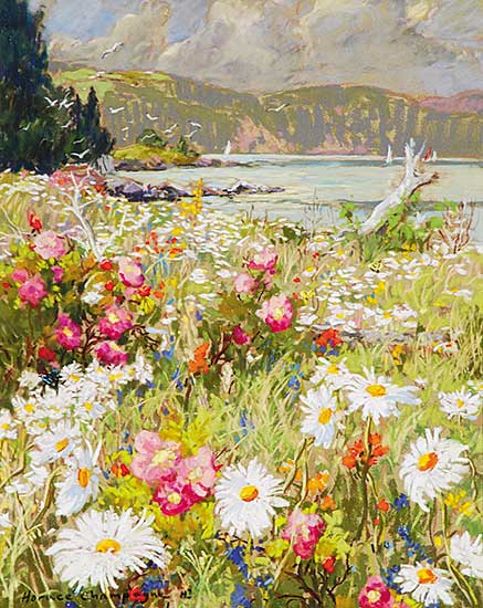 #16 ~ Champagne - Wild Roses and Daisies Along the Shore, St. Irenee, Quebec