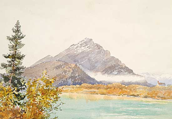 #87 ~ Lambe - Untitled - Rocky Mountain with Church