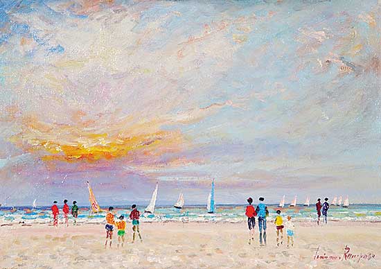 #119.1 ~ Rampaso - Untitled - Beach scene with figures and boats