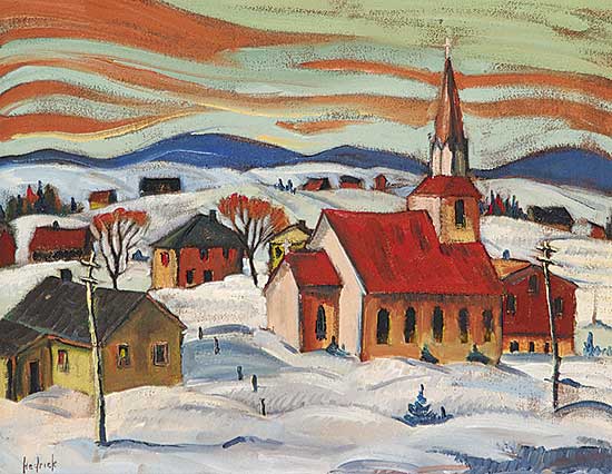 #364 ~ Hedrick - Church with Fiery Sky