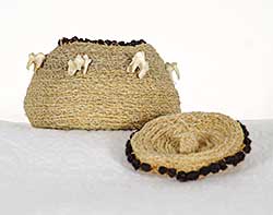 #66 ~ Inuit - Woven Sinew Lidded Basket