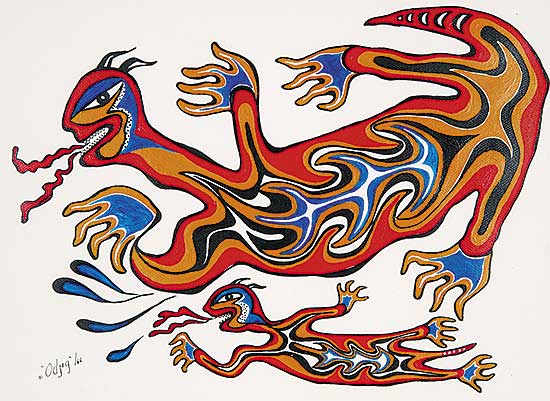#73 ~ Odjig - Untitled - Two Mythological Figures
