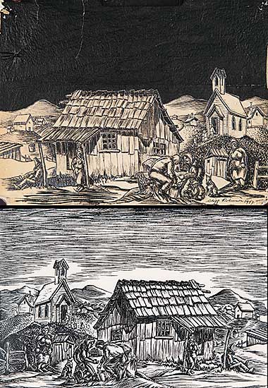 #480 ~ Robinson - B.C. Indian Village  #32/50 and Sketch for B.C. Indian Village