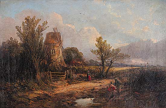 #218 ~ Vincent - Untitled - Windmill with figures on road