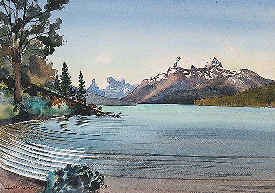 #501 ~ Malczewski - Mts. Unwin and Warren, Maligne Lake