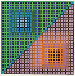 #325 ~ Vasarely - Untitled - Green and Orange  #9/75