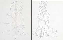 #634 ~ Winter - LOT OF TWO DRAWINGS