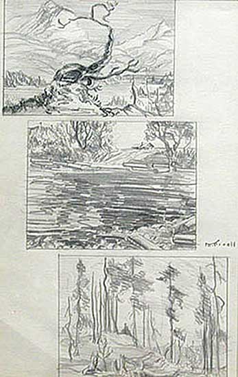 #87 ~ Nicoll - Untitled - Three Outdoor Sketches