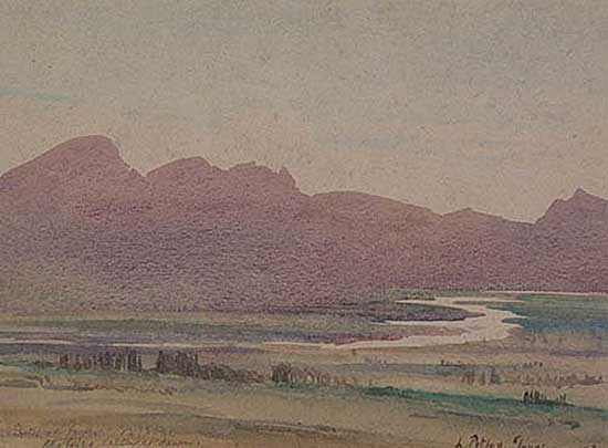 #102 ~ Petley-Jones - Sketch at Jasper - Athabasca Valley at Dawn