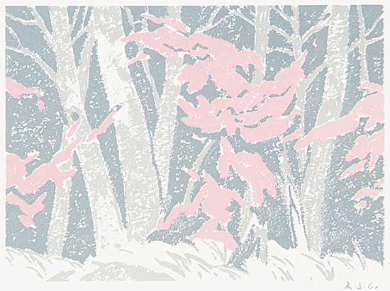#219 ~ Casson - Untitled - Forest with Pink Leaves in Winter