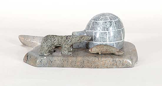 #255 ~ Lyall - Untitled - Igloo Scene with Bear and Seal