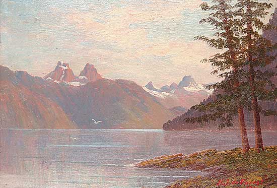 #444 ~ de Forest - Untitled - Mountains and Lake
