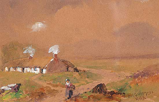 #509 ~ McGuinness - Untitled - Irish Cottage and Lady