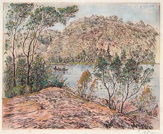 #571 ~ Stoyan - Untitled - Fishing in Rocky Landscape