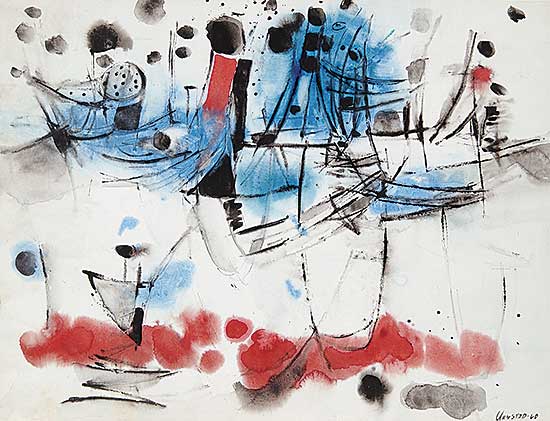 #591 ~ Ungstad - Untitled - Abstract in Red and Blue