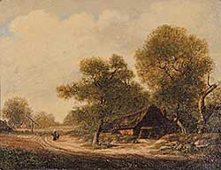 #209 ~ Nasmyth - Untitled - Rural Cottage with Two Figures on a Road