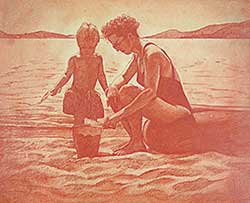 #538.1 ~ Rasporich - Untitled - Mother and Child at the Beach