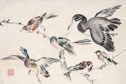 #548 ~ School - Untitled - Study of Six Birds
