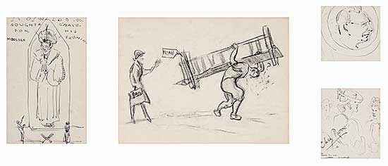 #65 ~ Lismer - Untitled - Four Cartoons