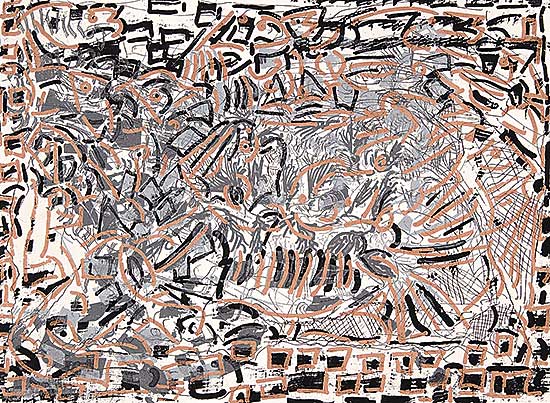 #317 ~ Riopelle - Untitled -  Abstract in Silver, Gold and Black  #25/50