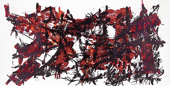 #318 ~ Riopelle - Untitled -  Abstract in Orange, Brown and Black  #8/75