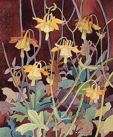 #420 ~ Brown - Untitled - Yellow Columbines