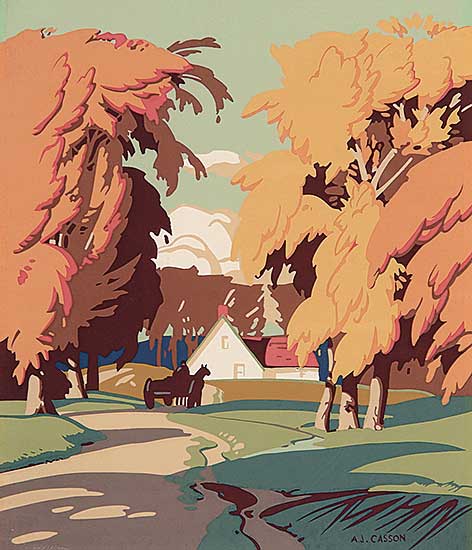 #428 ~ Casson - Untitled - Summer's Day, Horse and Carriage