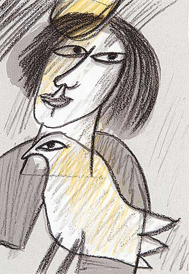 #440 ~ Corneille - Untitled - Femme et l'oiseau  #E.A.