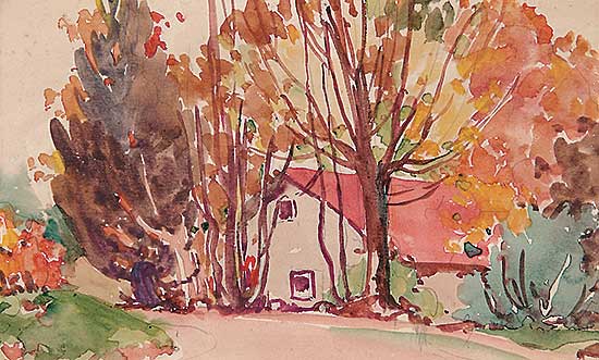 #124 ~ Thornton - Untitled - House with Red Roof