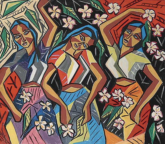 #331 ~ Senanayake - Untitled - Three Dancers