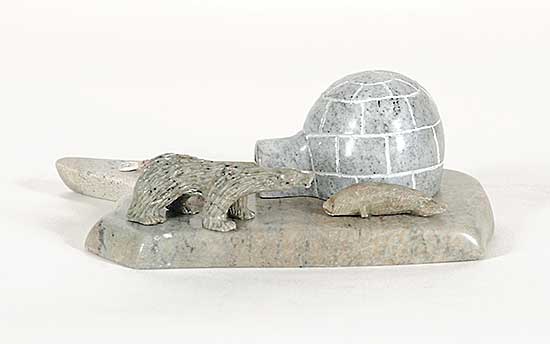 #495 ~ Lyall - Untitled - Igloo Scene with Bear and Seal