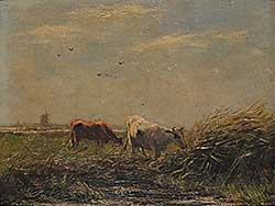 #220 ~ Maris - Untitled - Two Cows in a Pastoral Landscape