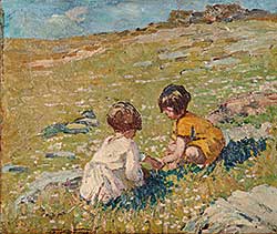 #240 ~ Sharp - Untitled - Two Young Girls Picking Flowers