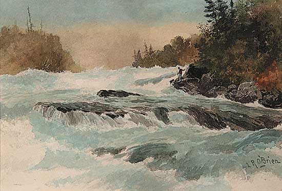 #89 ~ O'Brien - Fishermen by Rushing River, Cameron Falls