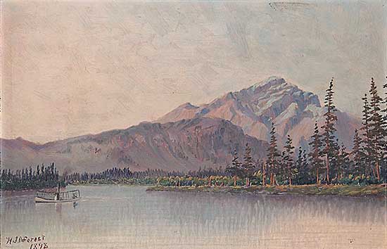 #427 ~ de Forest - Untitled - Mountain View with Steamer in Foreground