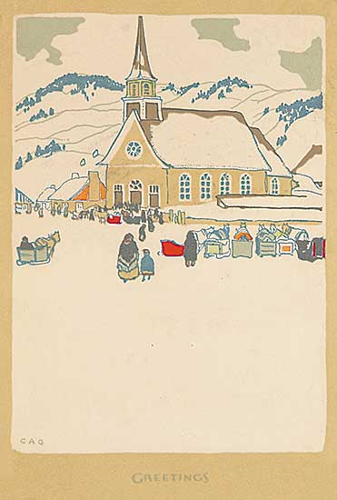 #433 ~ Gagnon - Untitled - Sunday Morning, Winter Church Scene
