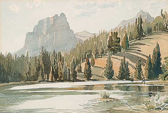 #533 ~ Shelton - Untitled - The Bow River and Castle Mountain