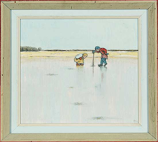 #66 ~ Kurelek - Children Studying Prismatic Effects in Ice Cracks