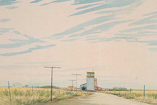 #433 ~ Hurley - Untitled - Prairie Town with Green Fields