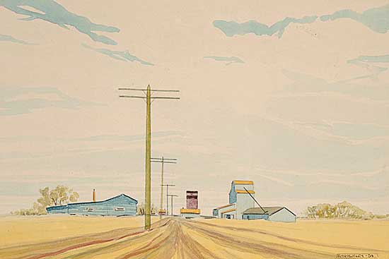 #434 ~ Hurley - Untitled - Prairie Town with Yellow Fields