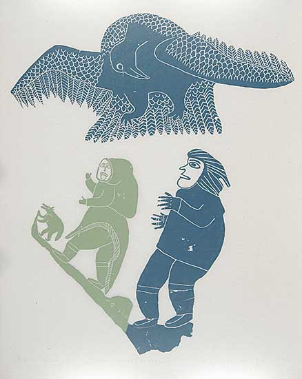 #444 ~ Qumaluk - Untitled - Bird and Two Figures  #16/30