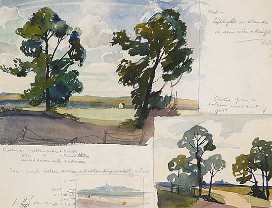 #492 ~ Petley-Jones - Untitled - Sketch for a Colour Wood Cut