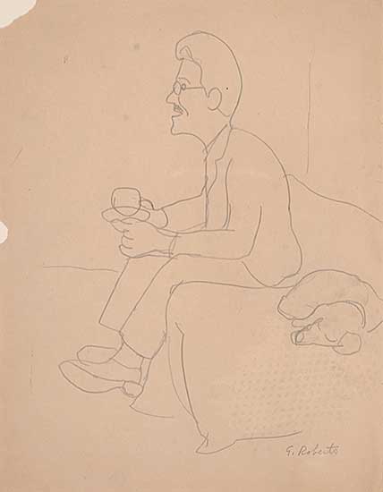 #501 ~ Roberts - Untitled - Man on Couch with Dog