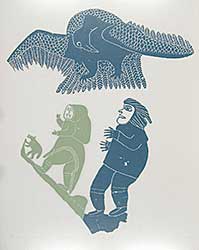 #444 ~ Inuit - Untitled - Bird and Two Figures  #16/30