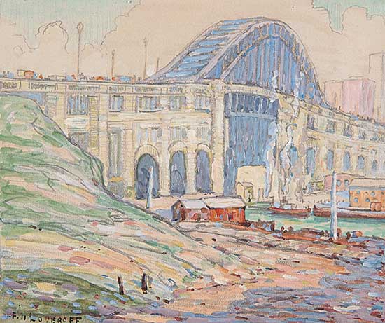 #70 ~ Loveroff - Untitled - Busy City Bridge and River Scene