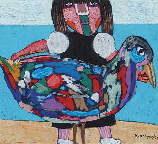 #536 ~ Kupczynski - Untitled - Girl with Colourful Bird