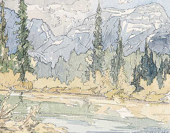 #546 ~ Millard - Kananaskis River Sketches near the Beaver Pond